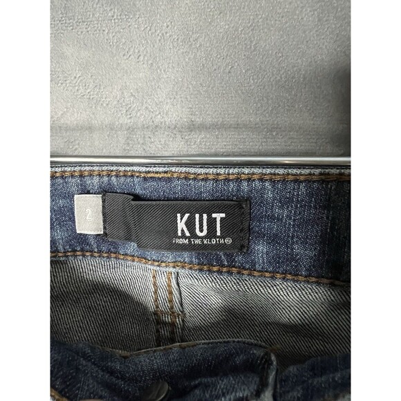 KUT from the Kloth Blue Gidget Cutoff Denim Shorts Mid Rise Stretch Women Size 2 - Picture 5 of 11